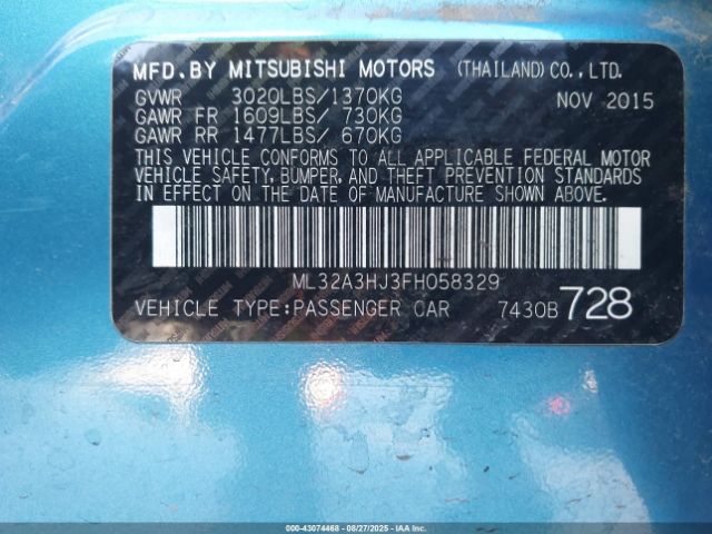 2015 MITSUBISHI MIRAGE ML32A3HJ3FH058329 Photo 8