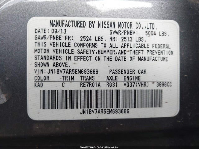 Infiniti Q50 2014 JN1BV7AR5EM693666 Image 9