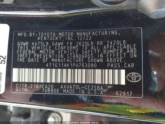 4T1G11AK1PU763080 Toyota a25a-fks