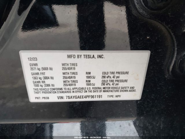 2023 TESLA MODEL Y 7SAYGAEE4PF961191 Photo 8