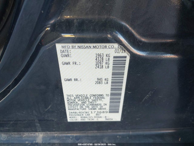 Nissan 2019 2019 1N4BL4EV3KC173689 Image 9
