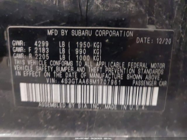 2021 SUBARU IMPREZA 4S3GTAA68M1707961 Photo 8