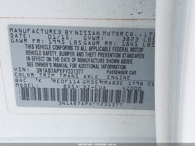 3N1AB7APXFY231377 Nissan 2015