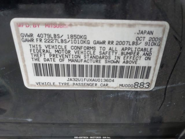 2010 MITSUBISHI LANCER JA32U1FUXAU013604 Photo 8