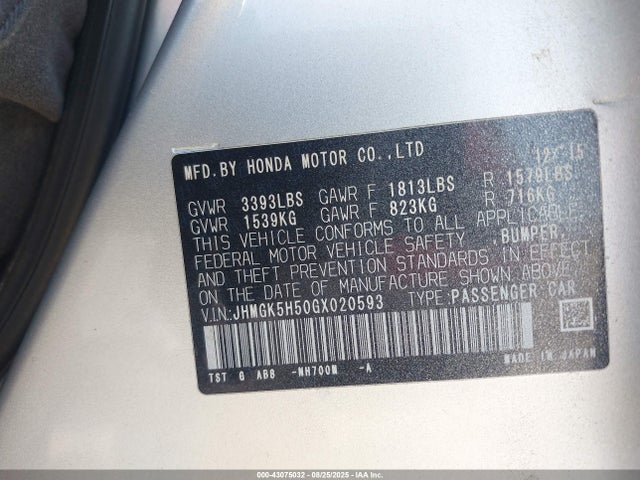 JHMGK5H50GX020593 Honda l15b1
