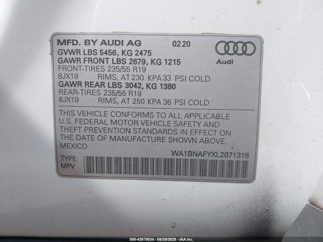 2020 AUDI Q5 WA1BNAFYXL2071318 Photo 8