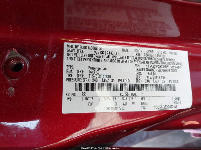 1FADP3K25EL281494 Ford Focus