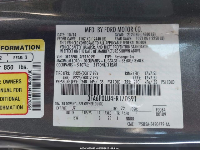 Ford 2015 2015 3FA6P0LU4FR170591 Image 9