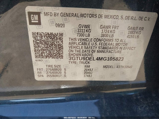 3GTU9DEL4MG105823 GMC l87 - di dfm, alum, gen 5
