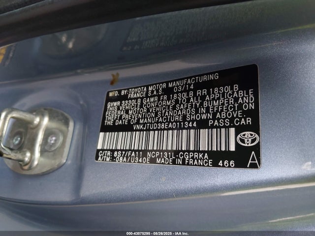 VNKJTUD38EA011344 Toyota 1nz-fe