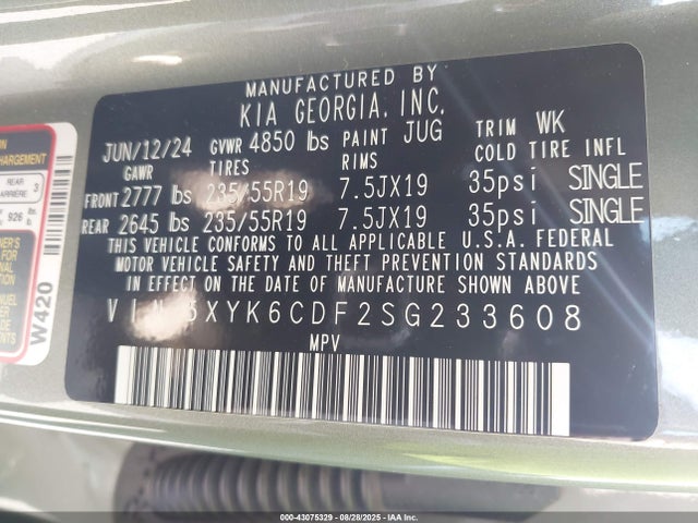 KIA gdi theta iii 2025 5XYK6CDF2SG233608 Image 9