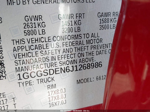 1GCGSDEN6J1268986 Chevrolet lgz - di: direct injection, vvt: variable valve timing, alum, var2, gen2
