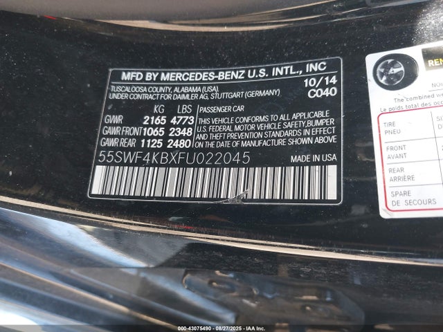 Mercedes-Benz C-Class 2015 55SWF4KBXFU022045 Image 9
