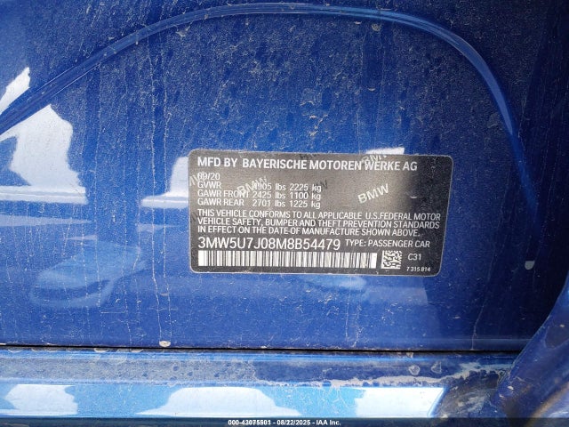 3MW5U7J08M8B54479 BMW 2021