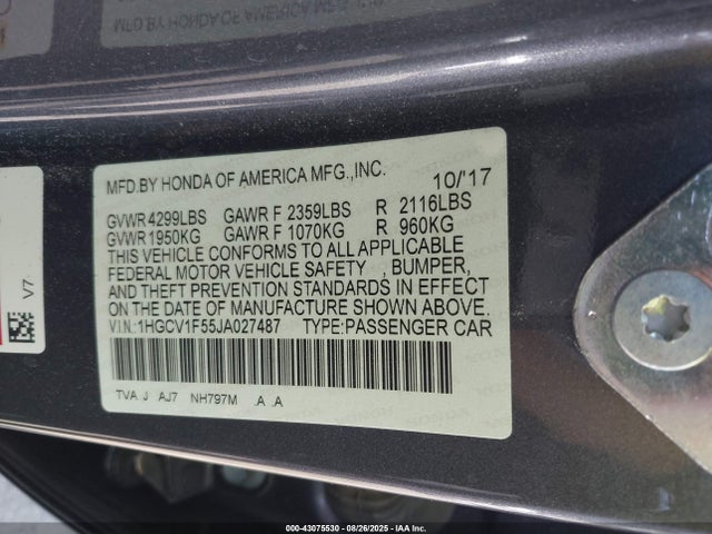 1HGCV1F55JA027487 Honda l15be
