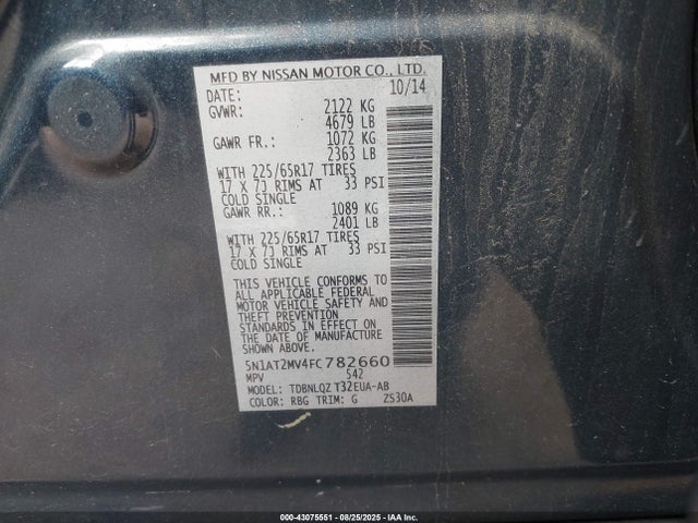 5N1AT2MV4FC782660 Nissan Rogue