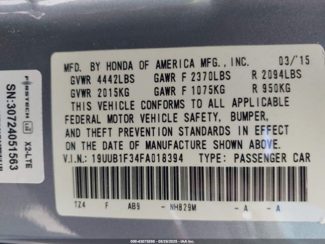 2015 ACURA TLX 19UUB1F34FA018394 Photo 8