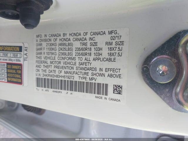 2HKRW2H80HH619272 Honda l15be