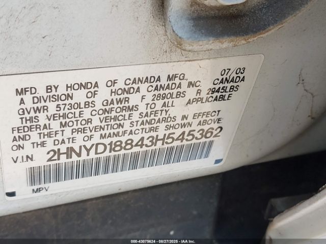 2003 ACURA MDX 2HNYD18843H545362 Photo 8