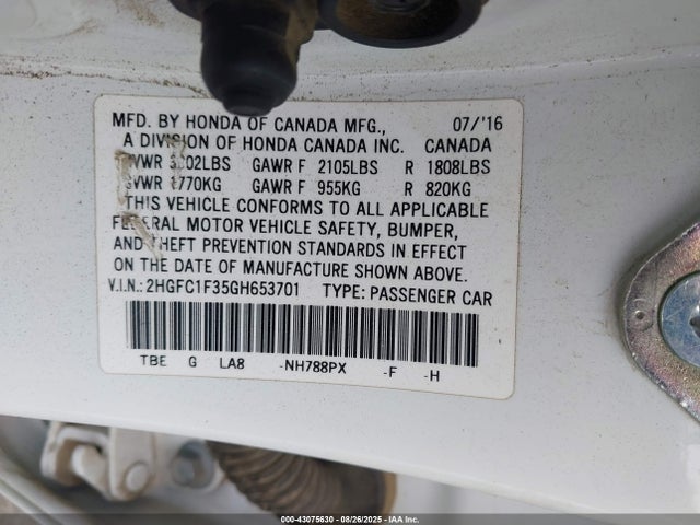 Honda l15b7 2016 2HGFC1F35GH653701 Image 9