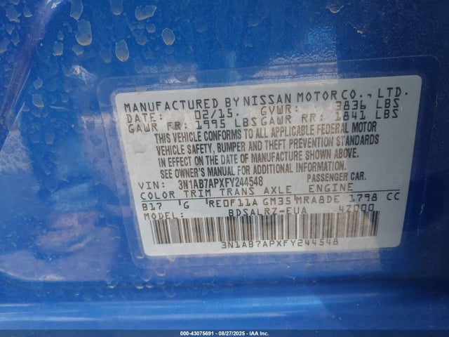 3N1AB7APXFY244548 Nissan 2015