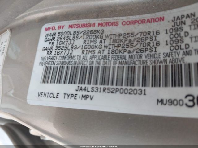 2002 MITSUBISHI MONTERO SPORT JA4LS31R52P002031 Photo 8