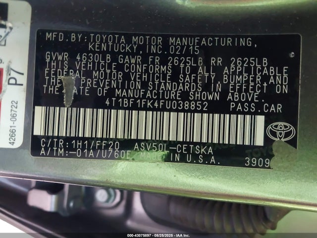 Toyota 2ar-fe 2015 4T1BF1FK4FU038852 Image 9