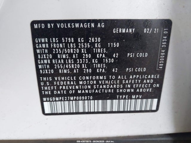 WVGDMPE27MP009070 Volkswagen ID.4