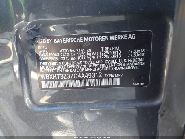 WBXHT3Z37G4A49312 BMW X1