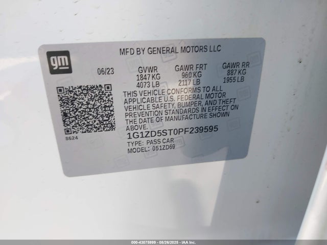 1G1ZD5ST0PF239595 Chevrolet lfv