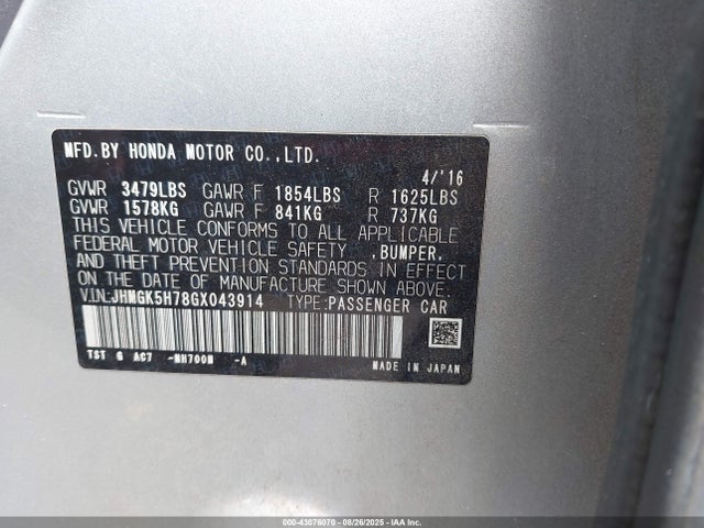 JHMGK5H78GX043914 Honda l15b1