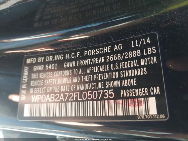 2015 PORSCHE PANAMERA WP0AB2A72FL050735 Photo 8
