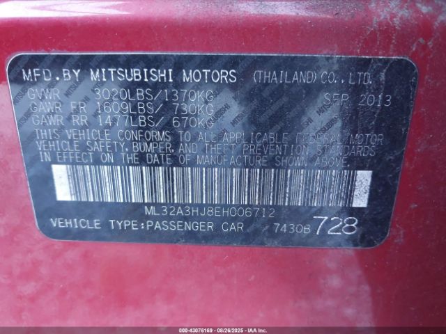 2014 MITSUBISHI MIRAGE ML32A3HJ8EH006712 Photo 8