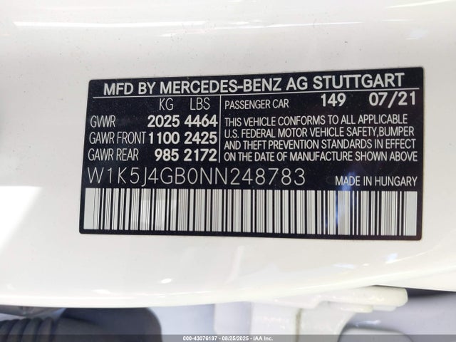 W1K5J4GB0NN248783 Mercedes-Benz m260