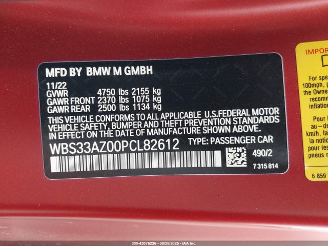 2023 BMW M4 WBS33AZ00PCL82612 Photo 8