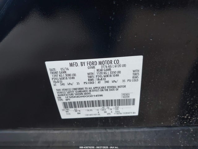 Ford 2016 2016 1FM5K8DH0GGD14596 Image 9