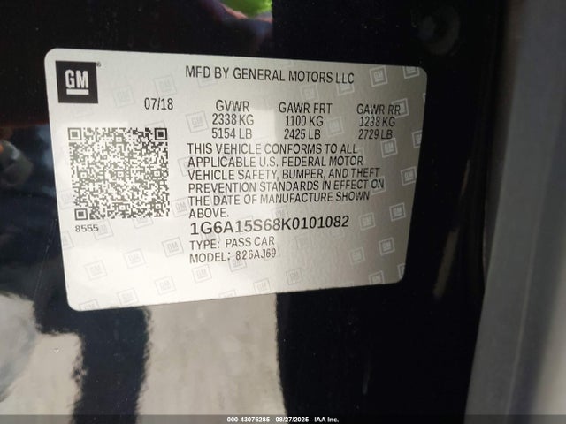 2019 CADILLAC CTS-V 1G6A15S68K0101082 Photo 8