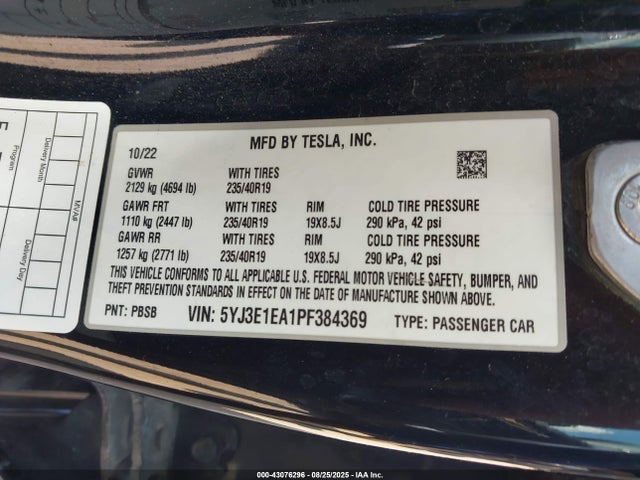 2023 TESLA MODEL 3 5YJ3E1EA1PF384369 Photo 8