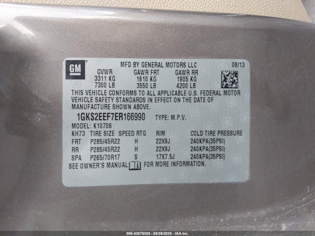 1GKS2EEF7ER166990 GMC l94 - flex fuel(gas/alc), alum cylinder deactivation