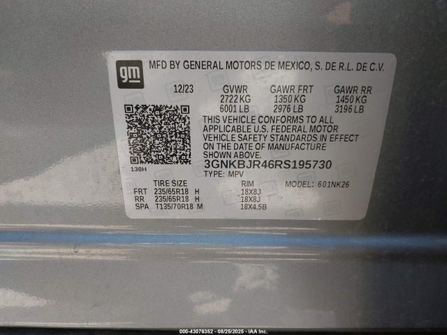 3GNKBJR46RS195730 Chevrolet lsy