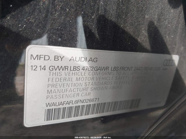 2015 AUDI A4 WAUAFAFL6FN026671 Photo 8