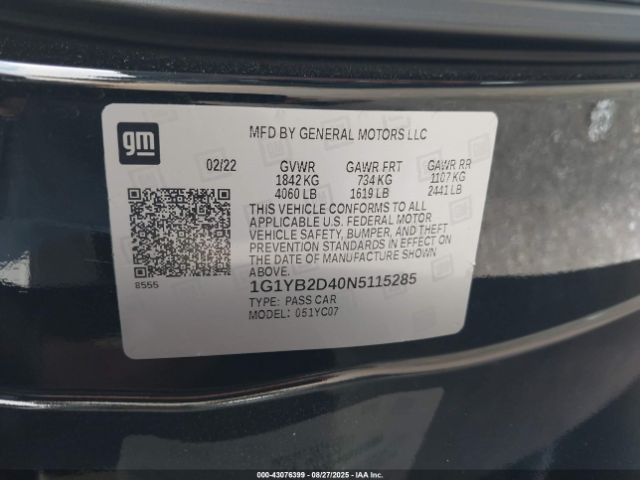 2022 CHEVROLET CORVETTE STINGRAY 1G1YB2D40N5115285 Photo 8