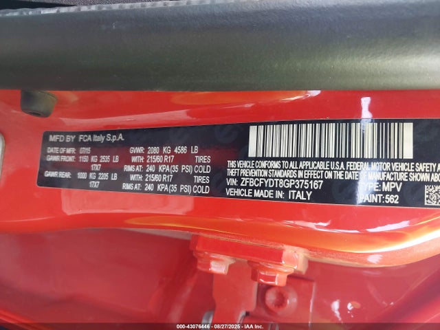 Fiat 500X 2016 ZFBCFYDT8GP375167 Image 9
