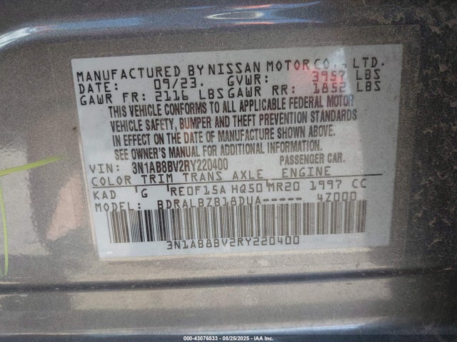 Nissan Sentra 2024 3N1AB8BV2RY220400 Image 9