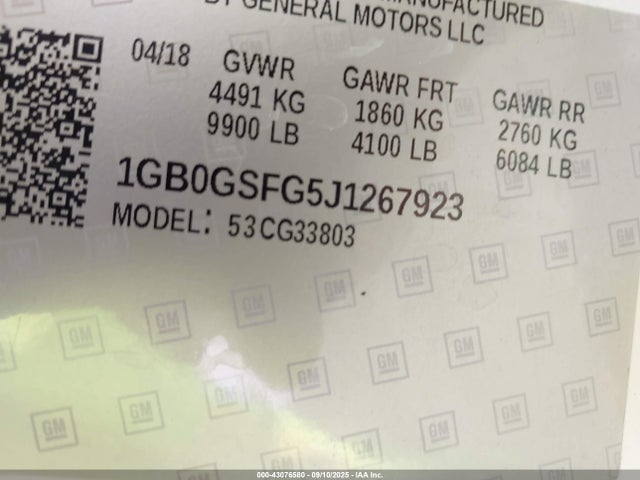 1GB0GSFG5J1267923 Chevrolet l96 - engine flexible fuel, iron