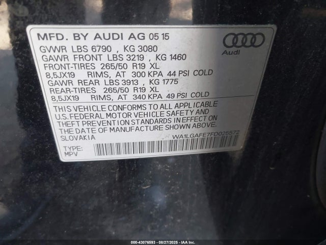 2015 AUDI Q7 WA1LGAFE7FD025572 Photo 8