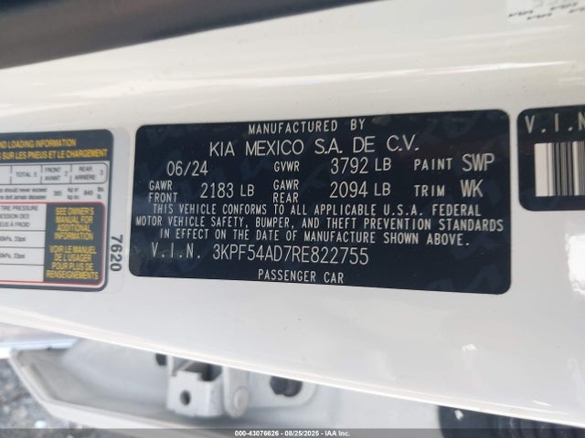 3KPF54AD7RE822755 KIA mpi nu