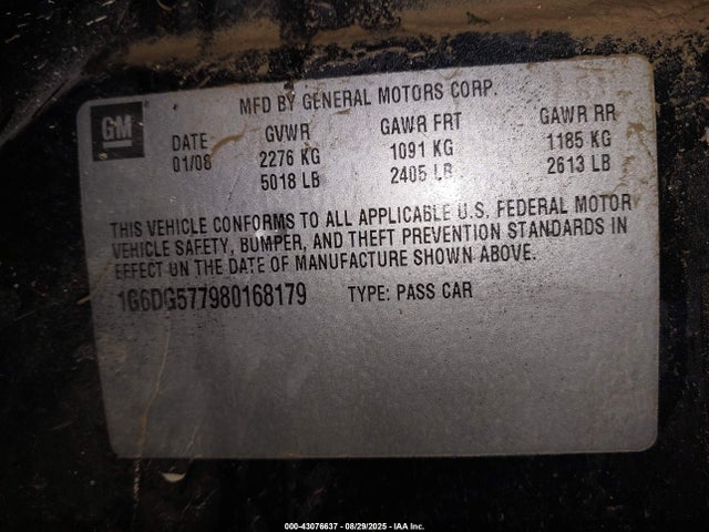 2008 CADILLAC CTS 1G6DG577980168179 Photo 8