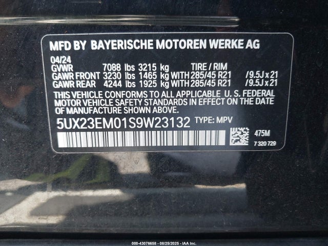 5UX23EM01S9W23132 BMW X7