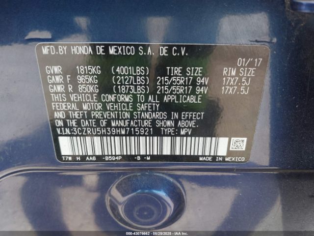 2017 HONDA HR-V 3CZRU5H39HM715921 Photo 8